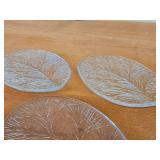 Lot of (3) Vintage Crystal Glass Serving Plates by Hadeland Glasswerk (Norway) / Furu pattern