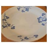 Lot of (3) Porcelain Dinnerwares by Porsgrund (Norway) / Blue Floral Design with Brown Trim / - 8" Plate, 6-3/4" Salad Plate, Creamer 3" x 3-1/4"