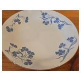 Lot of (3) Porcelain Dinnerwares by Porsgrund (Norway) / Blue Floral Design with Brown Trim / - 8" Plate, 6-3/4" Salad Plate, Creamer 3" x 3-1/4"