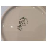 Lot of (6) Porcelain Dinnerwares by Porsgrund (Norway) / Blue Floral Design with Brown Trim / - 7-1/2" Soup Bowls (x3) and 4-3/4" Fruit / Nut Bowls (x3)