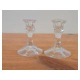 Lot of (2) Vintage Clear Crystal Glass Candleholders