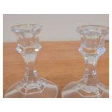 Lot of (2) Vintage Clear Crystal Glass Candleholders