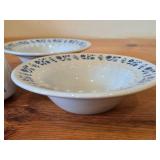 Vintage Porcelain Bowls (x2) and Creamer Jug by Porsgrund (Norway) / Blue Floral pattern