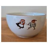 Nisse Red Gnome Elf theme Porcelain Round Medium Serving Bowl by Porsgrund (2001) (Norway)