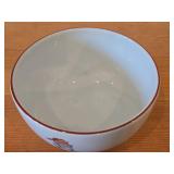 Nisse Red Gnome Elf theme Porcelain Round Medium Serving Bowl by Porsgrund (2001) (Norway)