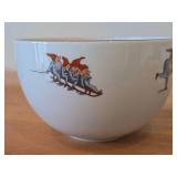 Christmas Nisse Red Gnome Elf theme Porcelain Round Large Serving Bowl by Porsgrund (Norway)