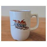 Christmas Nisse Red Gnome Elf theme Porcelain Coffee Cup by Porsgrund (Norway)
