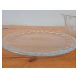 Vintage Glass Serving Bowls (x2) and Serving Plate by Lindshammar (Sweden) / Hearts pattern