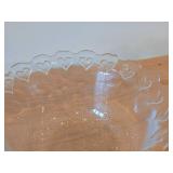 Vintage Glass Serving Bowls (x2) and Serving Plate by Lindshammar (Sweden) / Hearts pattern