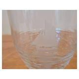 Vintage Swedish Etched Clear Art Glass Signed Bowl by Lars Sestervik for Steninge Slott / Frosted Sailboat Motif and Textured Waves pattern