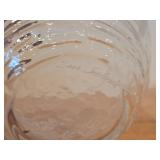 Vintage Swedish Etched Clear Art Glass Signed Bowl by Lars Sestervik for Steninge Slott / Frosted Sailboat Motif and Textured Waves pattern