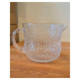 Vintage Fauna Series Clear Pressed Glass Pitcher by Olivia Toikka for Nuutajarvi (Littala) (1970