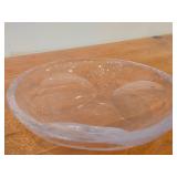 Clear Hand-Blown Art Glass Bowl with 1/2" Thick Rim and (3) Shaved Sides by Murano (possibly)