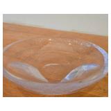 Clear Hand-Blown Art Glass Bowl with 1/2" Thick Rim and (3) Shaved Sides by Murano (possibly)