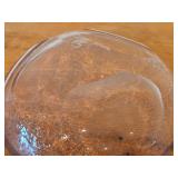 Clear Hand-Blown Art Glass Bowl with 1/2" Thick Rim and (3) Shaved Sides by Murano (possibly)