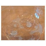 Vintage Art Glass Punch Bowl by Mikasa / Frosted Floral Design