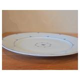 Lot of (2) 12" Porcelain Dinner Plates by Porsgrund (Norway) / Blue Floral and Ring Design / Mini Straw (Ministra) pattern