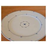 Lot of (2) 12" Porcelain Dinner Plates by Porsgrund (Norway) / Blue Floral and Ring Design / Mini Straw (Ministra) pattern