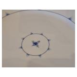 Lot of (2) 12" Porcelain Dinner Plates by Porsgrund (Norway) / Blue Floral and Ring Design / Mini Straw (Ministra) pattern