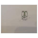 Lot of (2) 12" Porcelain Dinner Plates by Porsgrund (Norway) / Blue Floral and Ring Design / Mini Straw (Ministra) pattern