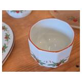 Heart Shaped Trivet, Creamer, Sugar Bowl, Clear Glass Octagon Shaped Bowl - Heart & Pine by Porsgrund (Norway)