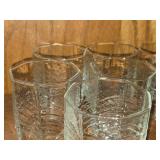 Lot of (5) Vintage Clear Glass Lowball Tumblers - Summerhouse by Dansk 10-oz x 3" (octagon)
