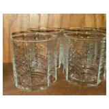 Lot of (4) Vintage Clear Glass Lowball Tumblers - Summerhouse by Dansk 10-oz x 3" (octagon)