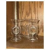 Lot of (4) 3 1/4" Hand-Blown Clear Glass Carafe (signed on bottom) / Unique Donut Hole design