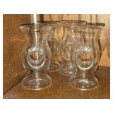 Lot of (4) 3 1/4" Hand-Blown Clear Glass Carafe (signed on bottom) / Unique Donut Hole design