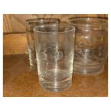 Lot of (3) Etched Crystal Drinking Glasses