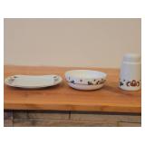 Porcelain Salt Shaker, Butter Tray, Small Bowl by Porsgrund (Norway) / Farmer