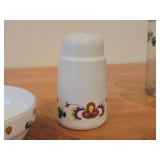 Porcelain Salt Shaker, Butter Tray, Small Bowl by Porsgrund (Norway) / Farmer