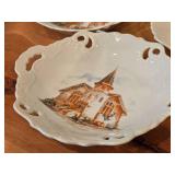 Lot of (3) Commemorative - Bygland Lutheran Church Est. 1874 Ceramic Pierced Openwork Border Collectible Dishes