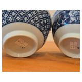 Lot of (2) Vintage Porcelain Japanese Asian Serving Bowls / Ko-Imari or Anita style / Floral pattern / (hand-painted blue and white)