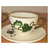 Hand Painted Set of (4) Tea Cups and (4) 6" Saucers - Poppy Trail California Ivy by Metlox