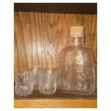 Vintage Flask - Fauna by Olivia Toikka for Nuutajarvi (Littala) with (6) Shot Glasses