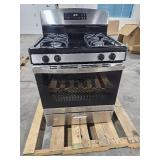 GE 30" Gas Range, Black on Stainless