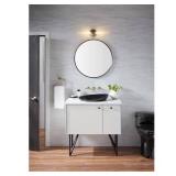 28 in. Round Vanity Mirror Matte Black
