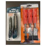 Anvil Retractable Snap-off Knife Set (2-Piece) & Buck Bros Wood Chisel Set (3-Piece)
