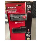 Husky Rechargeable Compact Flashlight with Holster - 500 Lumens - USB-C In/Out - 4-Pack