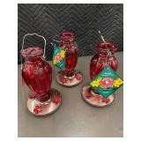 Perky-Pet Vintage Hummingbird Feeder - Red Glass (Set of 3)