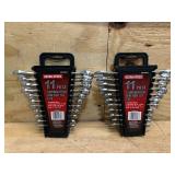 Ultra Steel 11-Piece Combination Wrench Set, SAE, 1/4" to 3/4", Chrome Finish, Wall Hanging Case (lot of 2)