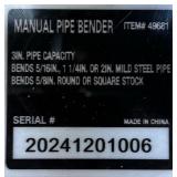 Klutch Compact Metal Bender, Benchtop Model #49681