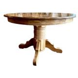 Oak Round Dining Table with 1 Leaf & 6 Vintage Chairs