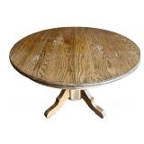 Oak Round Dining Table with 1 Leaf & 6 Vintage Chairs