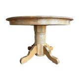 Oak Round Dining Table with 1 Leaf & 6 Vintage Chairs