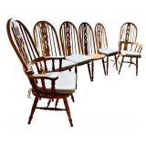 Oak Round Dining Table with 1 Leaf & 6 Vintage Chairs