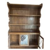 DR - China Cabinet Hutch Wood & Diamond-Lattice Glass Doors - 80in W x 44in H x 11in D