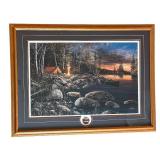 DR - Framed Lake Landscape Print - Campsite by the Lake with Canoe, 29 x 39 in