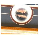 DR - Framed Lake Landscape Print - Campsite by the Lake with Canoe, 29 x 39 in